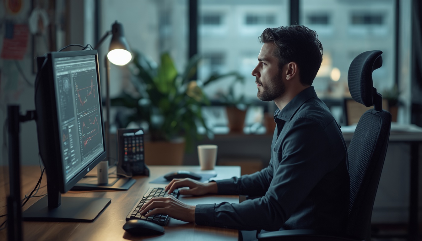 Professional maintaining healthy posture while working at computer